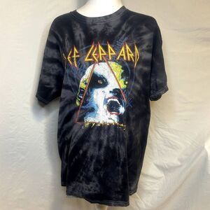 Def Leppard Cotton Tie Dye Branded Band Short Sleeve T Shirt Womens Comfy